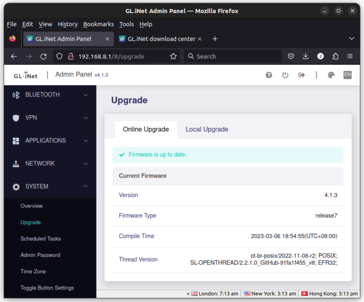 GL-S200 Admin Panel Firmware 4.1.3 Release7 - Thread Border Router