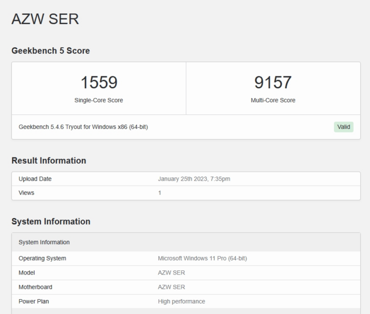 Geekbench AMD Ryzen 7 6800H