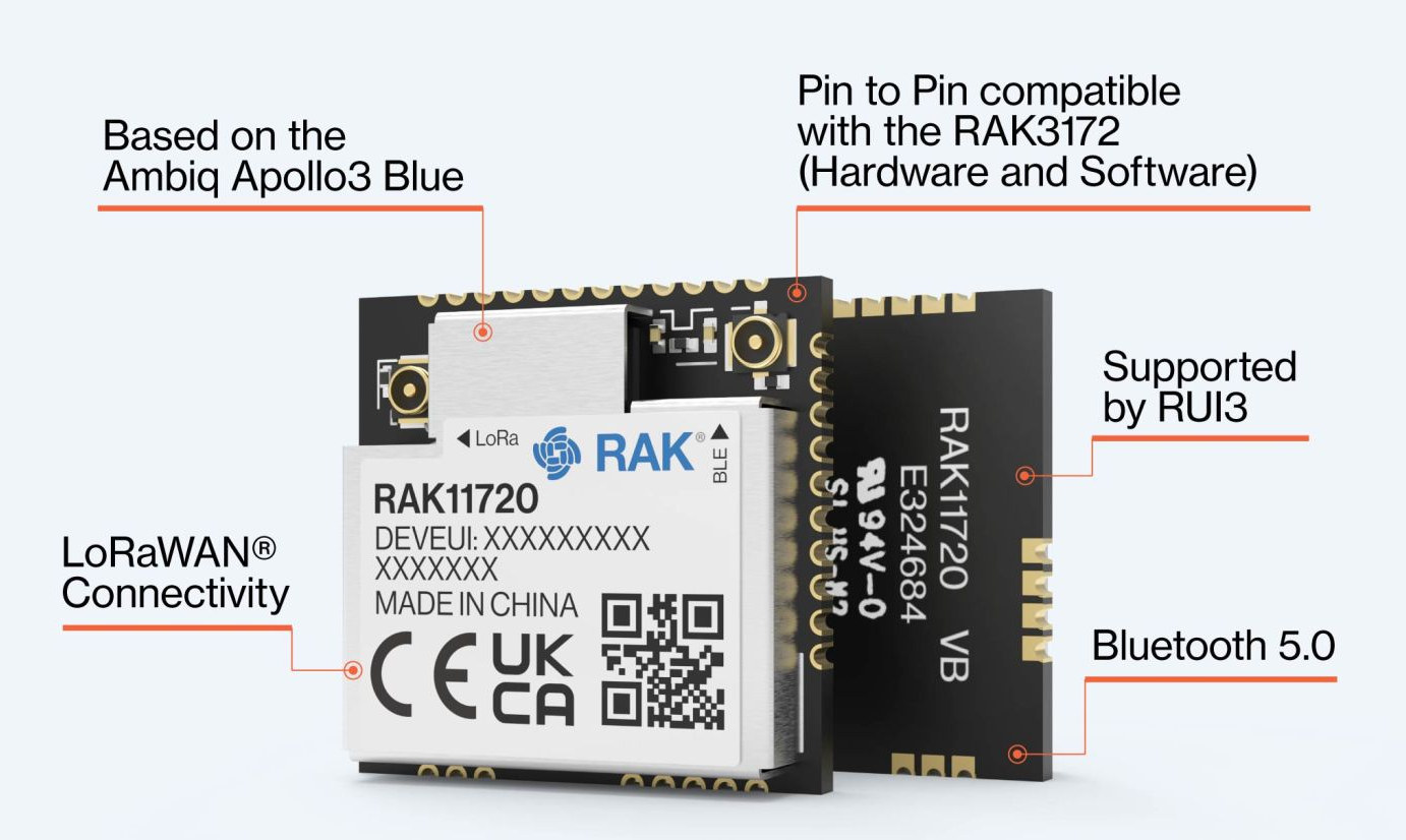 LoRaWAN Bluetooth LE Ambiq Apollo3 Blue