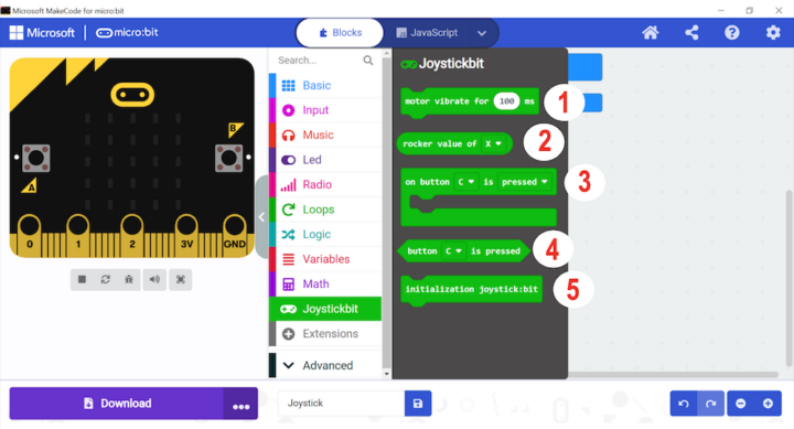 MakeCode Joystickbit programming