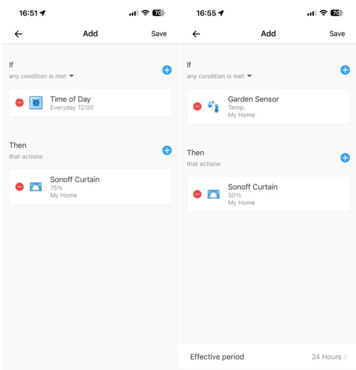 SONOFF Zigbee Smart Curtain Motor (ZBCurtain) -eWeLinkSceneSetup Example