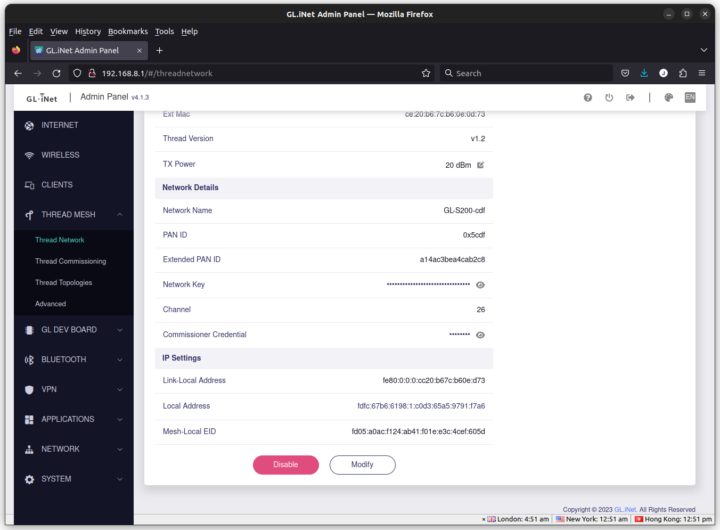 Thread Network Enabled IPv6 Address