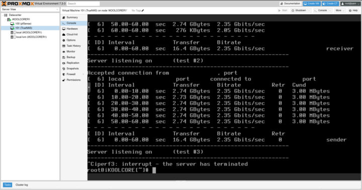 TrueNAS iperf3 benchmark