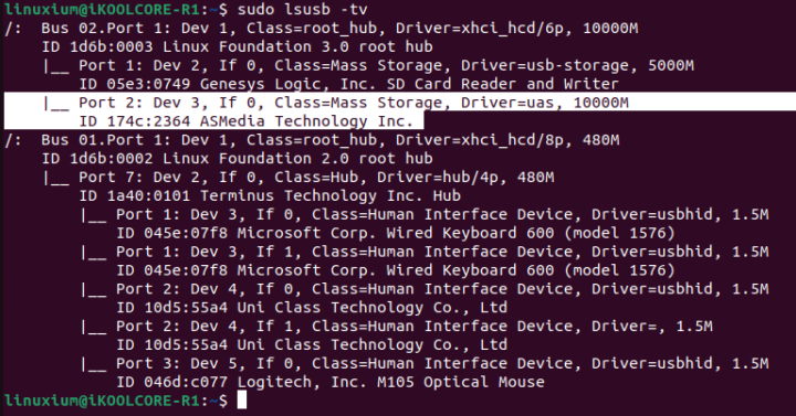 Ubuntu USB Storage 10Gbps