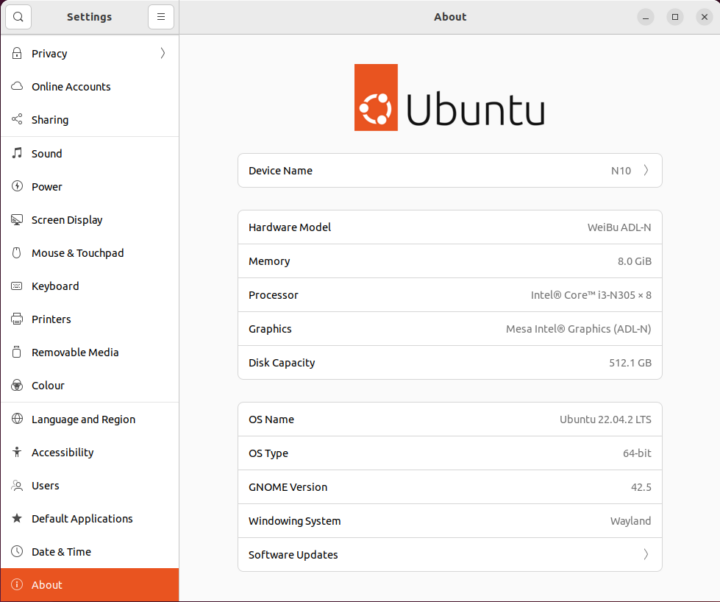 Weibu ADL-N Ubuntu 22.04