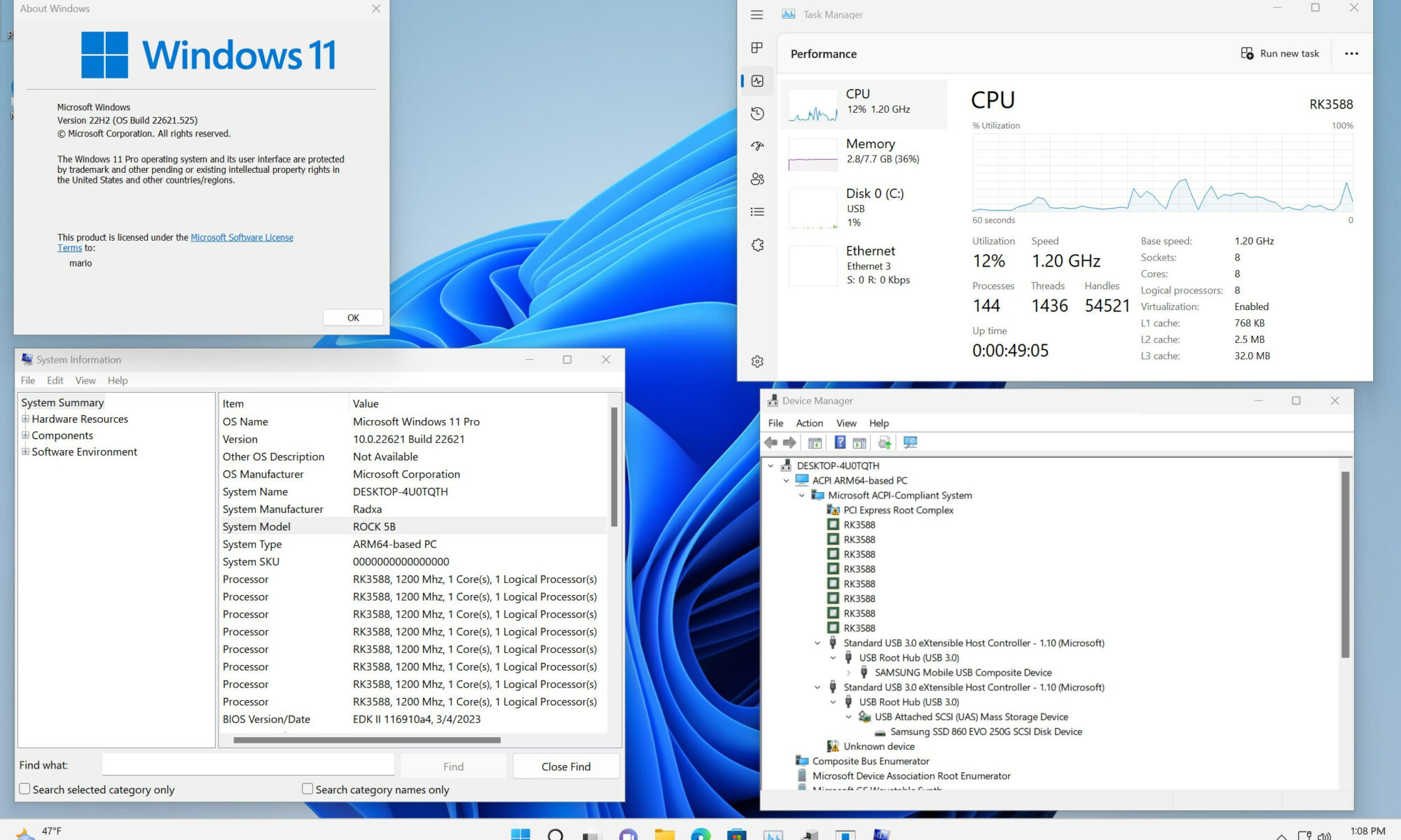 Windows 11 Arm Rock 5B
