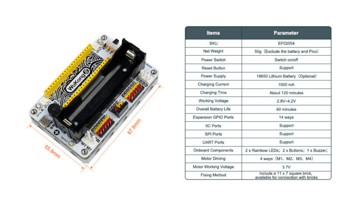 Wukong 2040 EF02054 Raspberry Pi Pico Breakout board