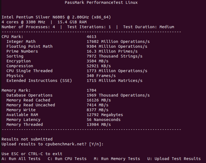 iKOOLCORE R1 Ubuntu 22.04 PassMark PerformanceTest Linux benchmark