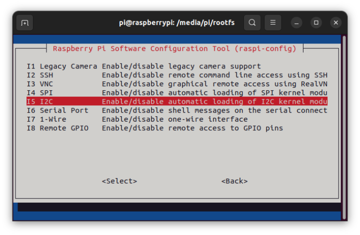 raspi config I2C