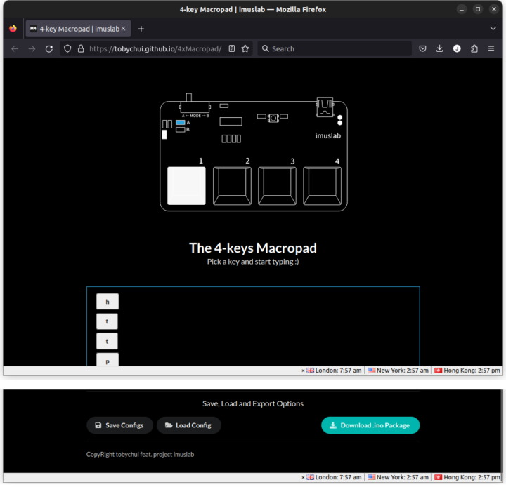 4-key macropad web interface