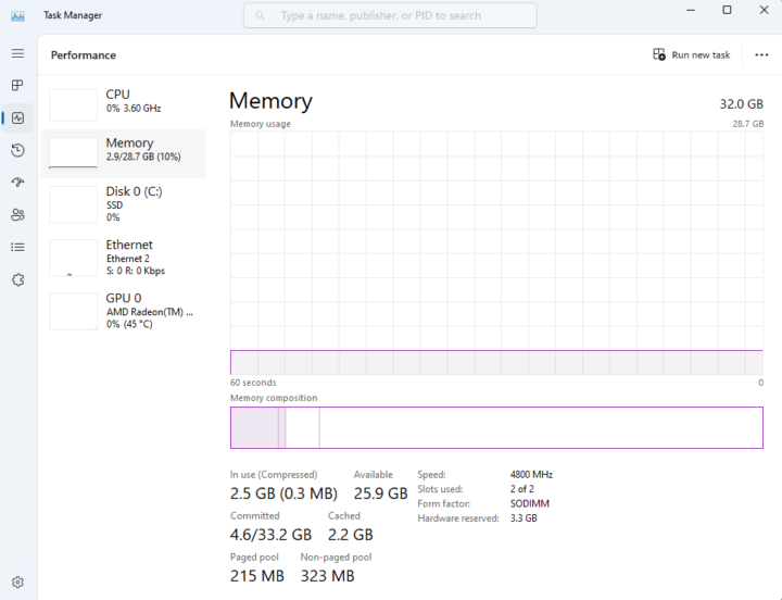 4800 MHz DDR5 memory Windows 11