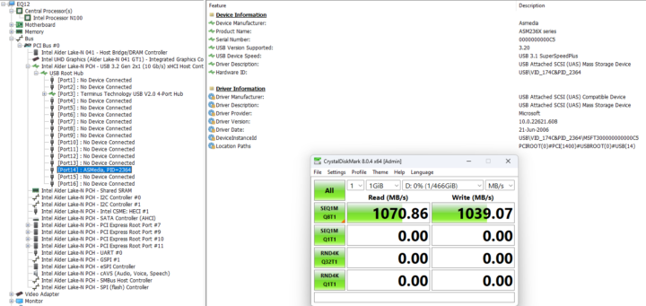 Beelink EQ12 USB 3.2 port 10Gbps