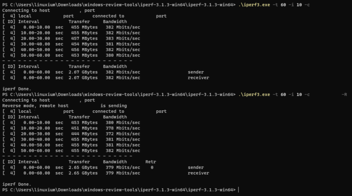 Beelink EQ12 WiFi 6 iperf3 benchmark