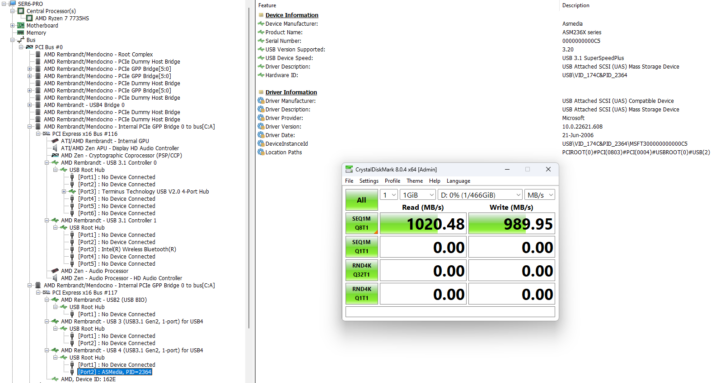 Beelink SER6 Pro 7735HS USB 3.1 port