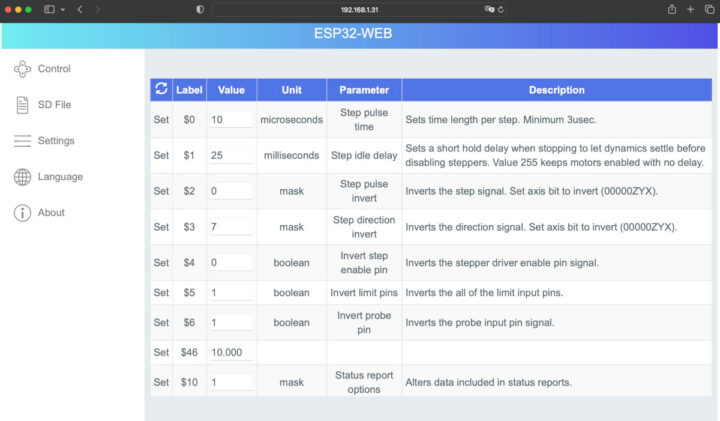 ESP32-WEB Settings