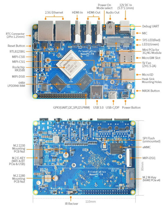 Feature-rich Rockchip RK3588 SBC