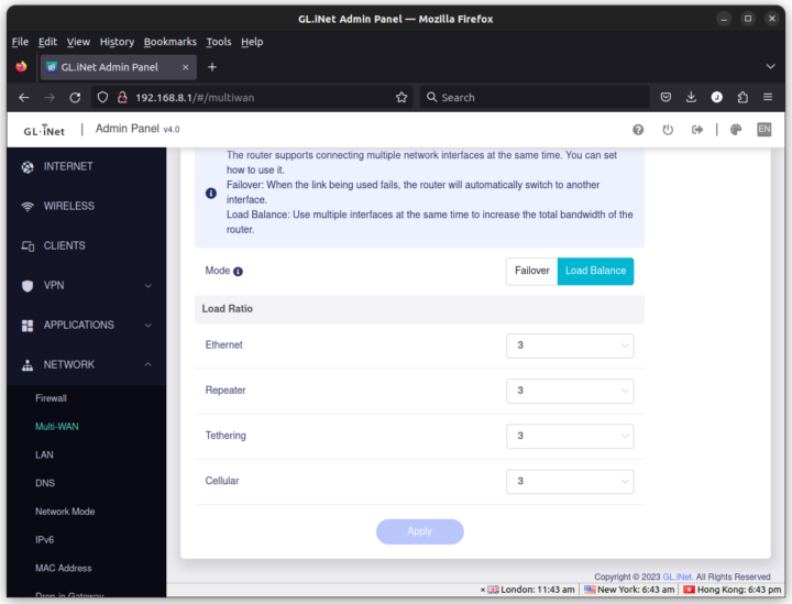 GL.iNet Spitz AX load balancing