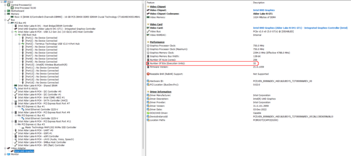 Intel Processor N100 32 EU graphics