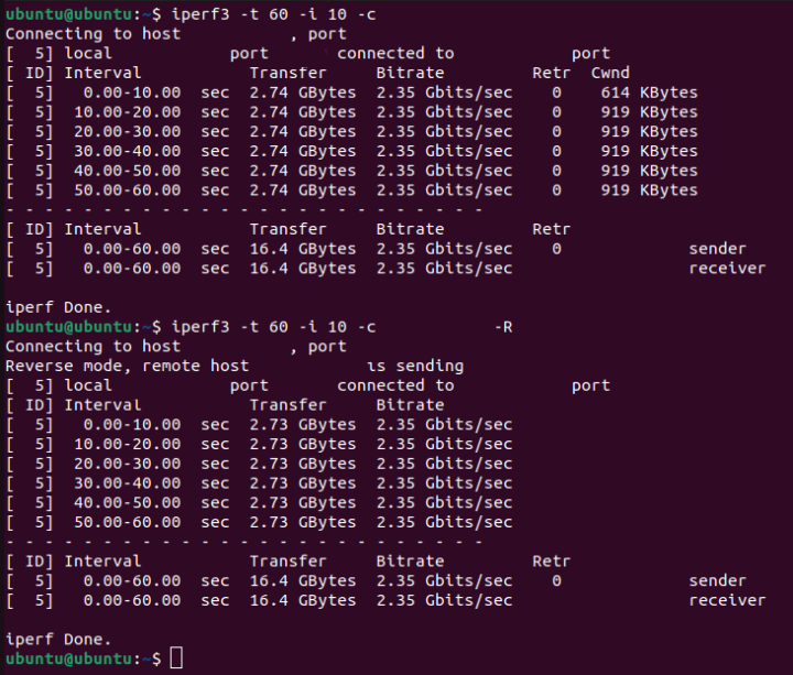 Iperf3 M2 2.5GbE module