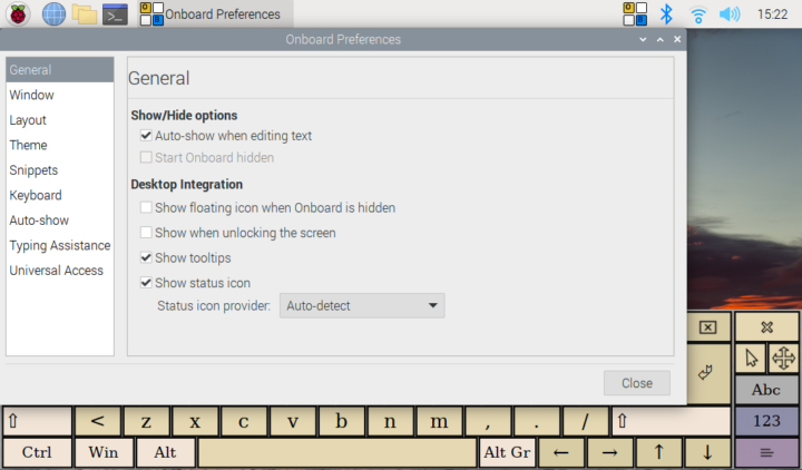 Onboard keyboard preferences