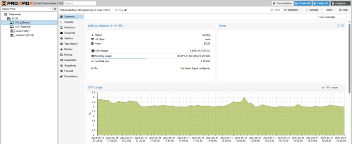 Promox pfSense CPU usage