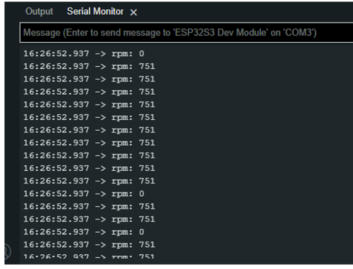 RejsaCAN-ESP32-S3 car engine RPM Arduino serial console