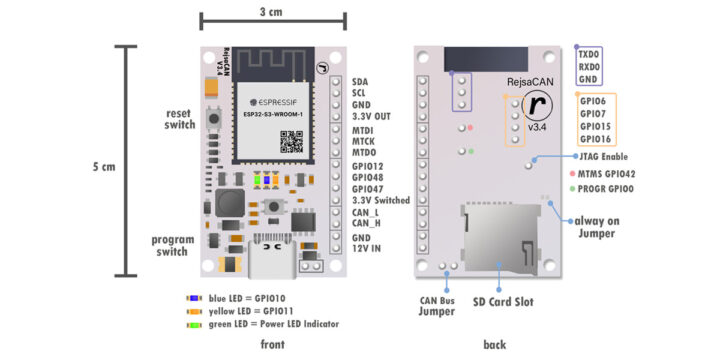 RejsaCAN-ESP32-S3 specifications