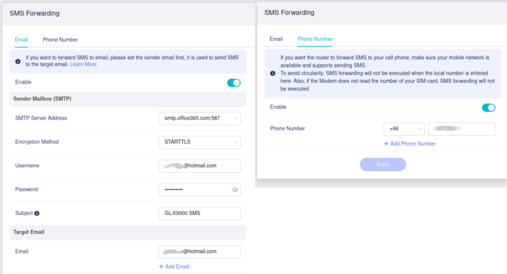 SMS Forwarding GL-X3000NR