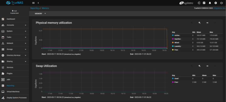 TrueNAS Memory Swap utilization