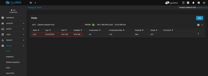 TrueNAS Storage Pools