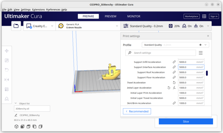 Ultimaker Cura Acceleration