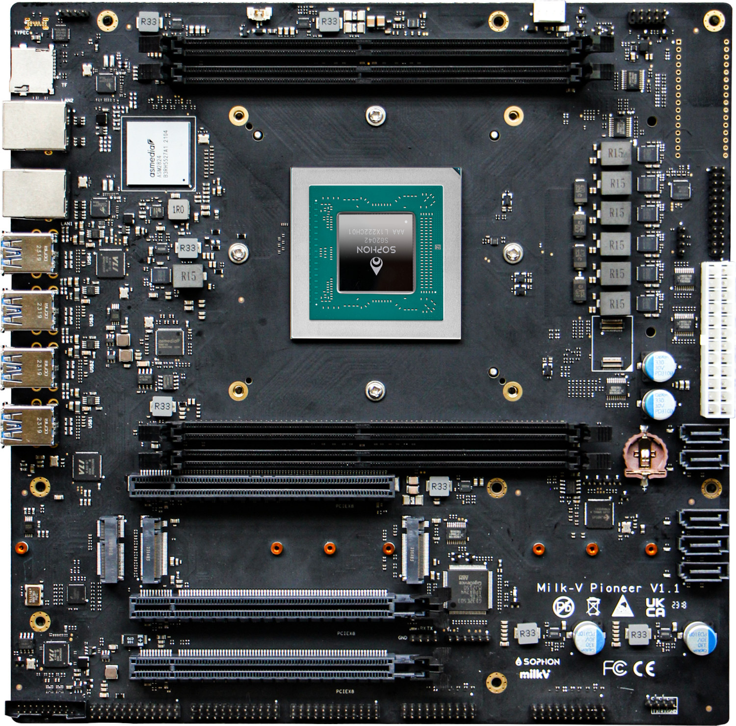 64-core RISC-V motherboard