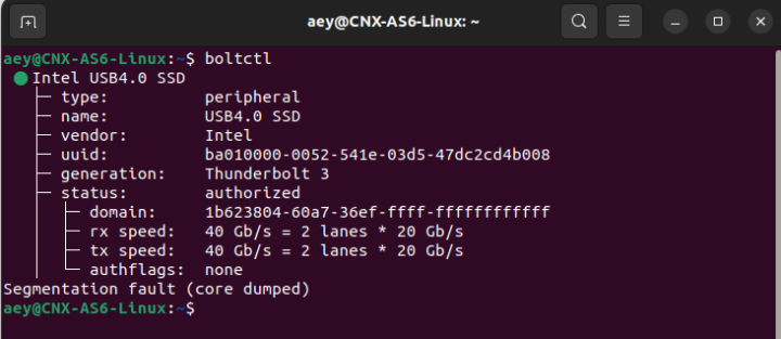 USB-C Rear boltctl Ubuntu