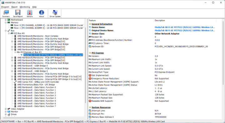 GEEKOM AS 6 WiFi6 HWiNFo64