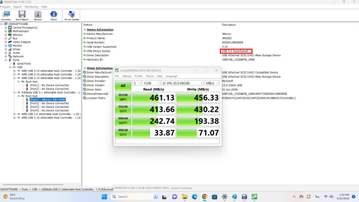 GEEKOM AS 6 test USB 3 1