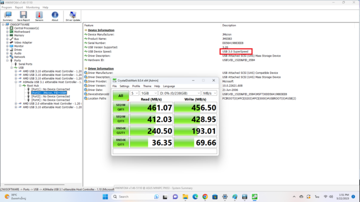 GEEKOM AS 6 test USB 4