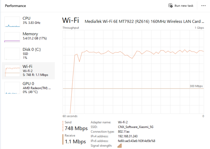 MT7922 WiFi 6 performance