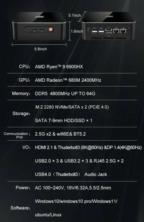 Morefine M600 6900HX specifications