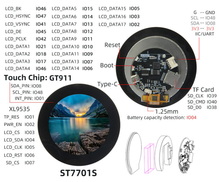 T-RGB 2.8-inch pinout diagram