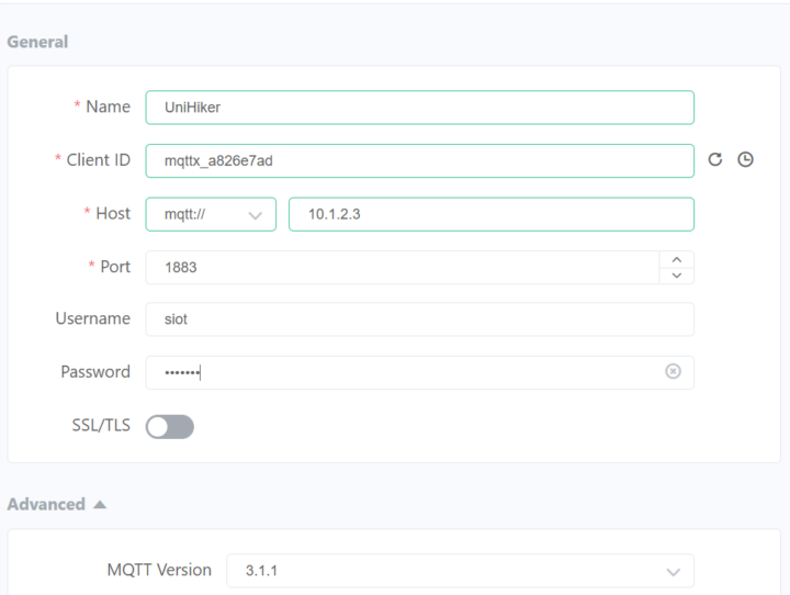 mqttx setup for UniHiker