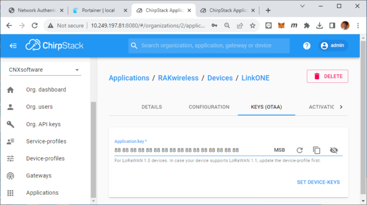 ChirpStack LoRaWAN application key