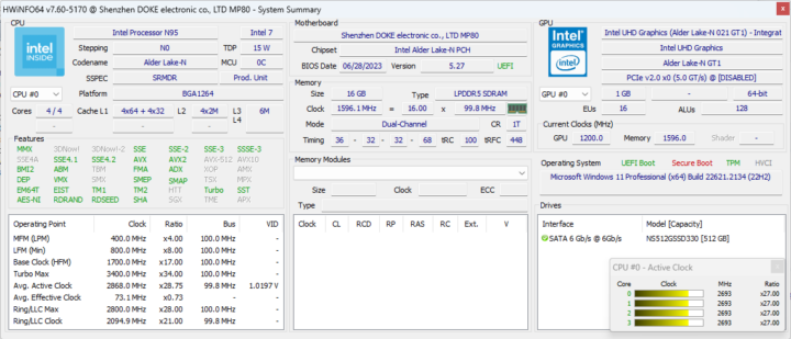 HWiNFO64 Shenzhen DOKE electronic MP80