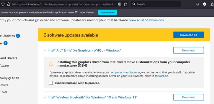 Intel Software Updates