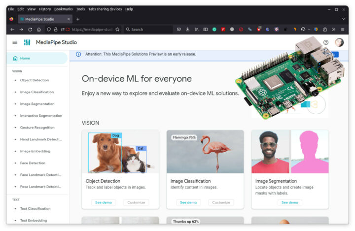MediaPipe Studio Raspberry Pi 4