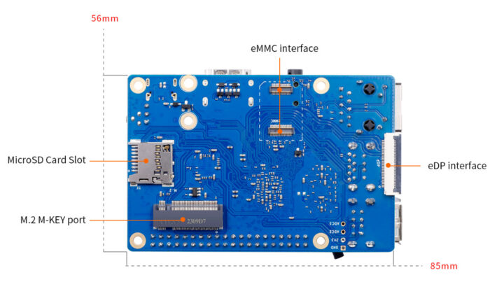 Orange Pi 3B M.2 Socket eDP eMMC connector