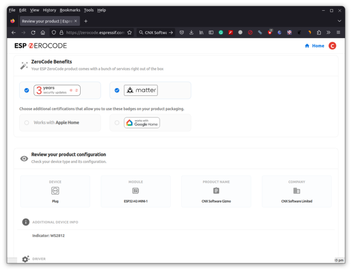 Review CNX Software Gizmo Matter Device