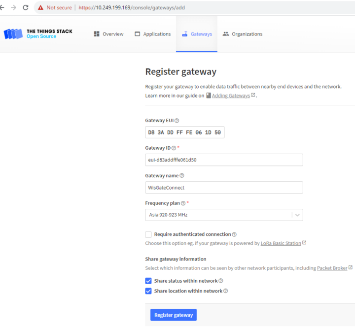 Wisgate Connect Gateway Add to The Things Network