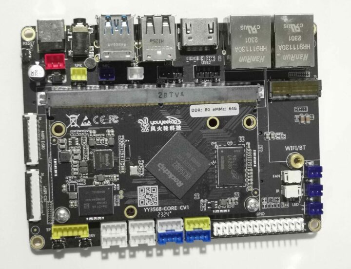 YY3568 SBC 8GB RAM 64GB eMMC flash WiFi