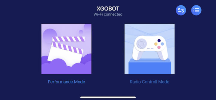 XGOBOT app performance mode and radio control mode