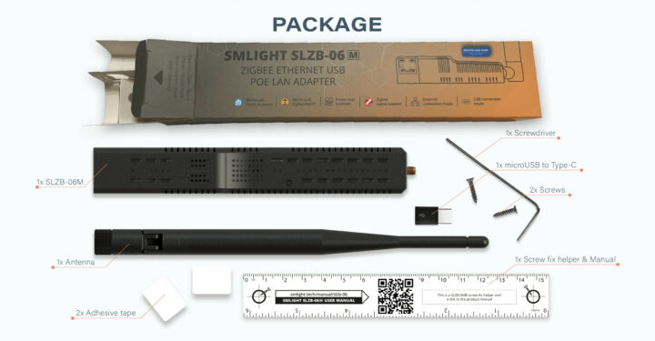 Zigbee Ethernet PoE USB adapter package